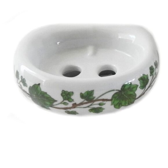 Vintage Porcelaine De Paris France Ceramic Soap Dish Ivy Pattern 1971 Wall Mount - Picture 1 of 6